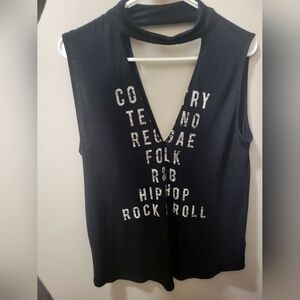 Express Black Sleeveless Music Genre Top